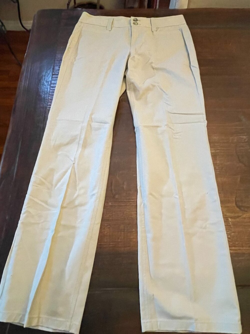 Ann Taylor Signature Boot Leg Pant Beige Khaki Sz 8 Professional Work Trousers